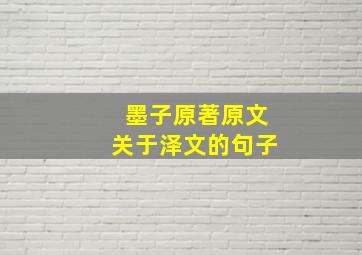 墨子原著原文关于泽文的句子