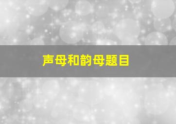 声母和韵母题目