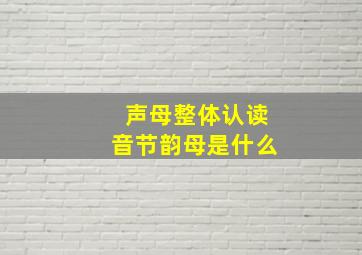 声母整体认读音节韵母是什么