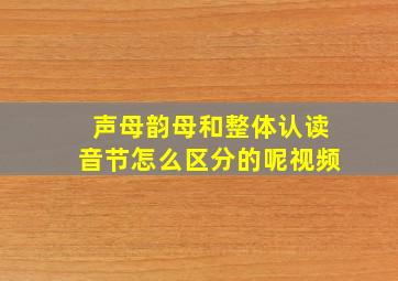 声母韵母和整体认读音节怎么区分的呢视频