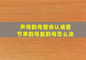 声母韵母整体认读音节单韵母复韵母怎么读