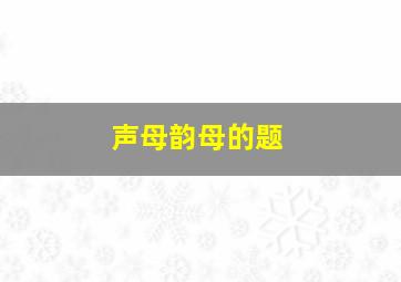 声母韵母的题