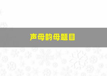 声母韵母题目