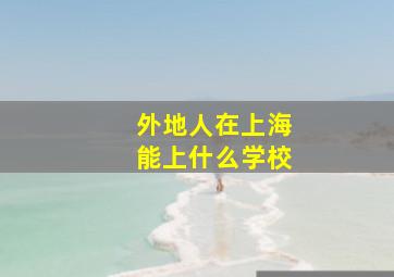 外地人在上海能上什么学校