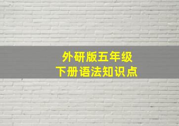 外研版五年级下册语法知识点