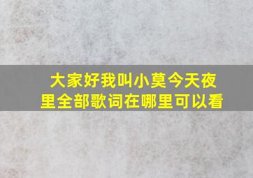 大家好我叫小莫今天夜里全部歌词在哪里可以看