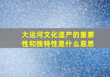 大运河文化遗产的重要性和独特性是什么意思