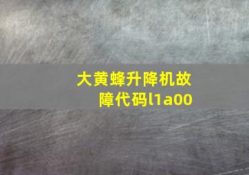 大黄蜂升降机故障代码l1a00