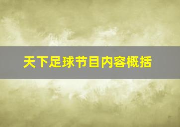 天下足球节目内容概括