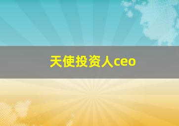 天使投资人ceo