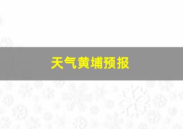 天气黄埔预报