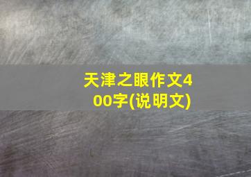 天津之眼作文400字(说明文)