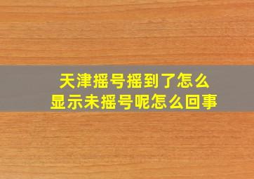 天津摇号摇到了怎么显示未摇号呢怎么回事