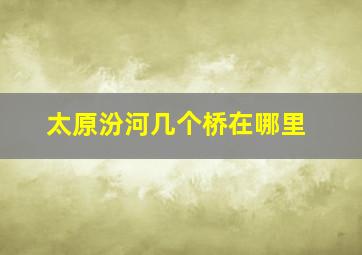 太原汾河几个桥在哪里