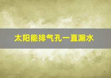 太阳能排气孔一直漏水