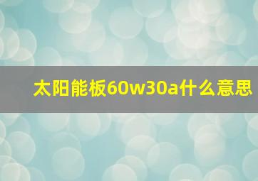 太阳能板60w30a什么意思