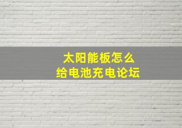 太阳能板怎么给电池充电论坛