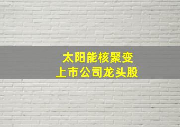 太阳能核聚变上市公司龙头股