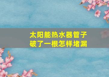 太阳能热水器管子破了一根怎样堵漏