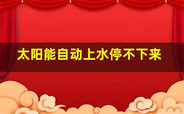 太阳能自动上水停不下来