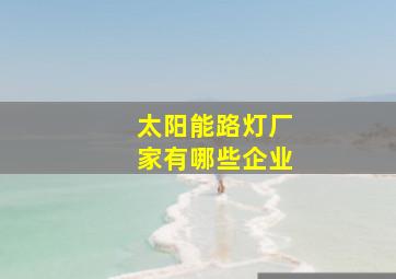 太阳能路灯厂家有哪些企业