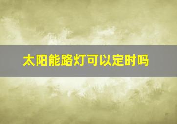 太阳能路灯可以定时吗