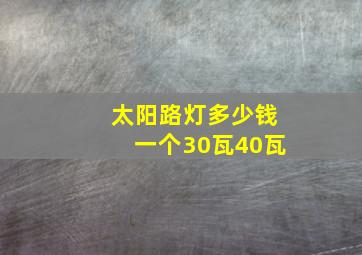 太阳路灯多少钱一个30瓦40瓦