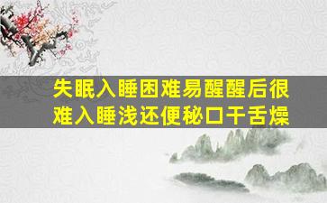 失眠入睡困难易醒醒后很难入睡浅还便秘口干舌燥