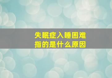 失眠症入睡困难指的是什么原因