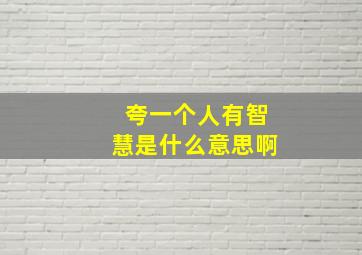 夸一个人有智慧是什么意思啊