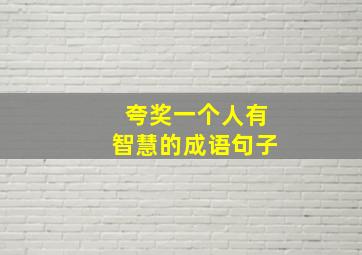 夸奖一个人有智慧的成语句子