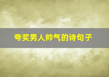 夸奖男人帅气的诗句子