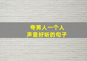 夸男人一个人声音好听的句子