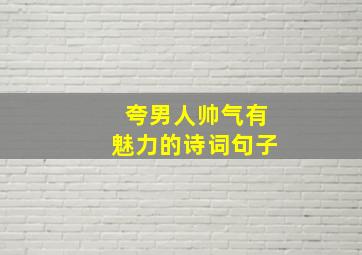 夸男人帅气有魅力的诗词句子