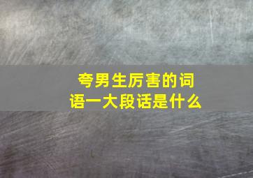 夸男生厉害的词语一大段话是什么