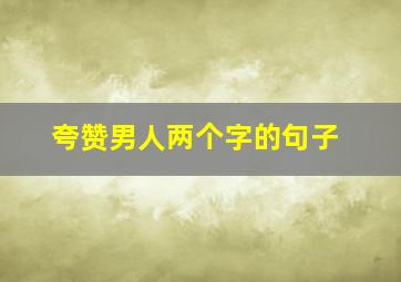 夸赞男人两个字的句子