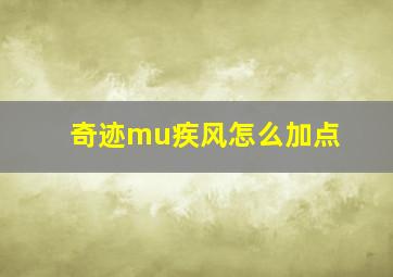 奇迹mu疾风怎么加点