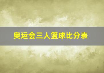 奥运会三人篮球比分表