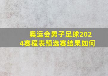 奥运会男子足球2024赛程表预选赛结果如何