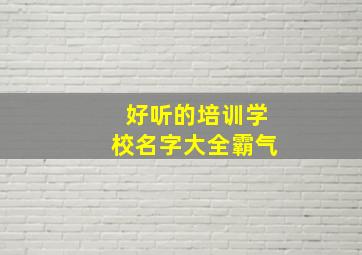 好听的培训学校名字大全霸气