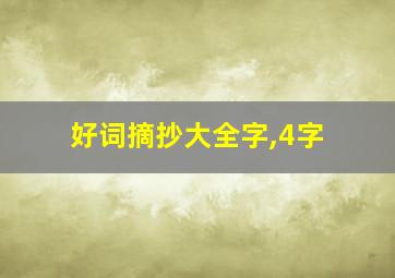 好词摘抄大全字,4字