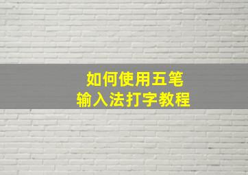 如何使用五笔输入法打字教程