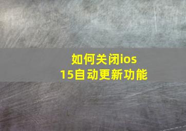 如何关闭ios15自动更新功能