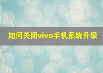 如何关闭vivo手机系统升级