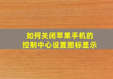 如何关闭苹果手机的控制中心设置图标显示