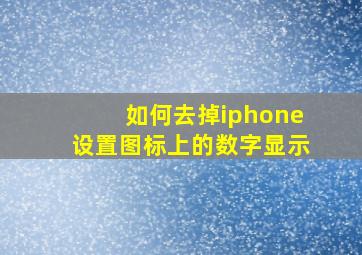 如何去掉iphone设置图标上的数字显示