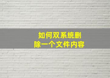 如何双系统删除一个文件内容