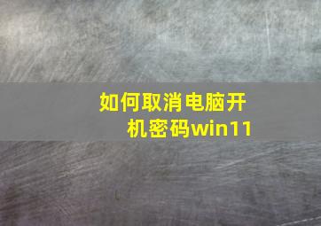 如何取消电脑开机密码win11