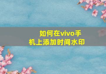 如何在vivo手机上添加时间水印