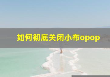 如何彻底关闭小布opop